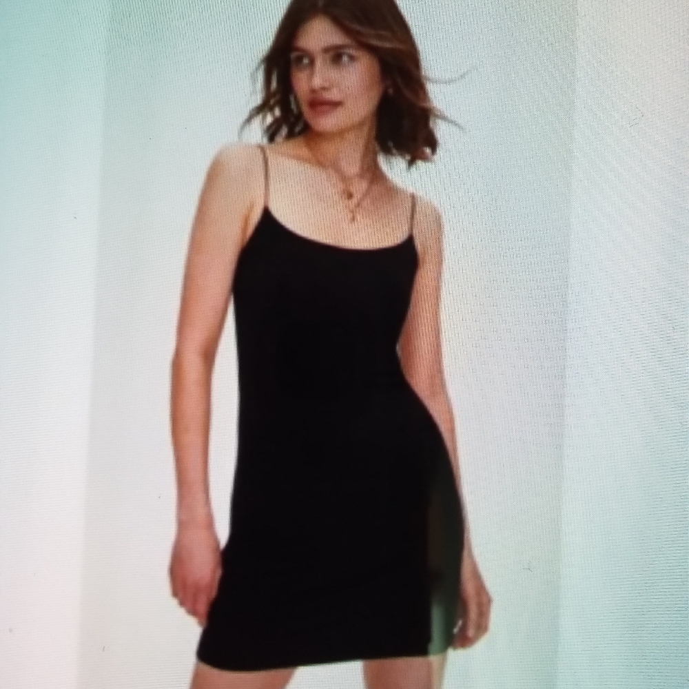 Wilfred Free stretchy black camisole mini dress sz s